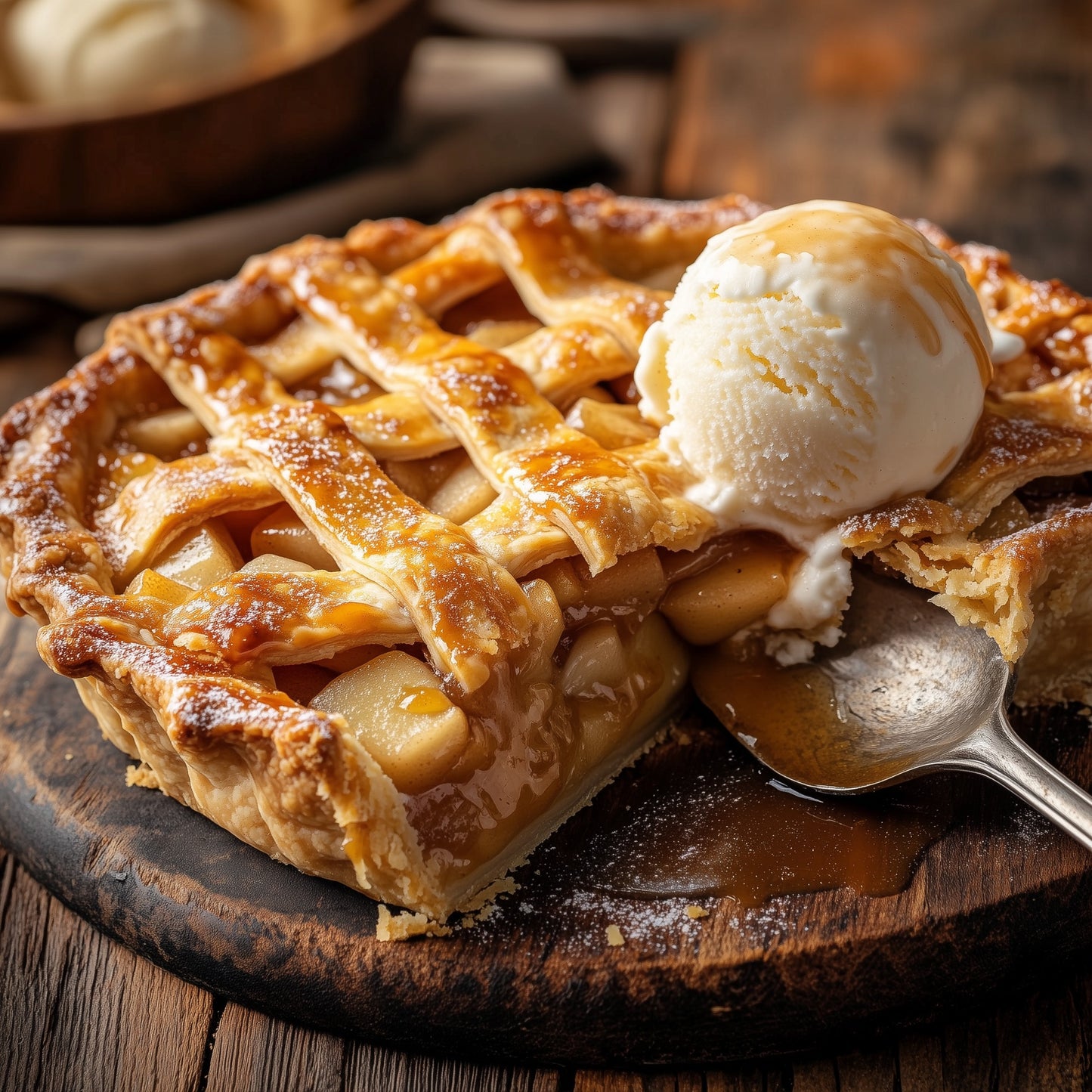 Apple Pie with Caramel Drizzle – AI Food Image (Digital Download)