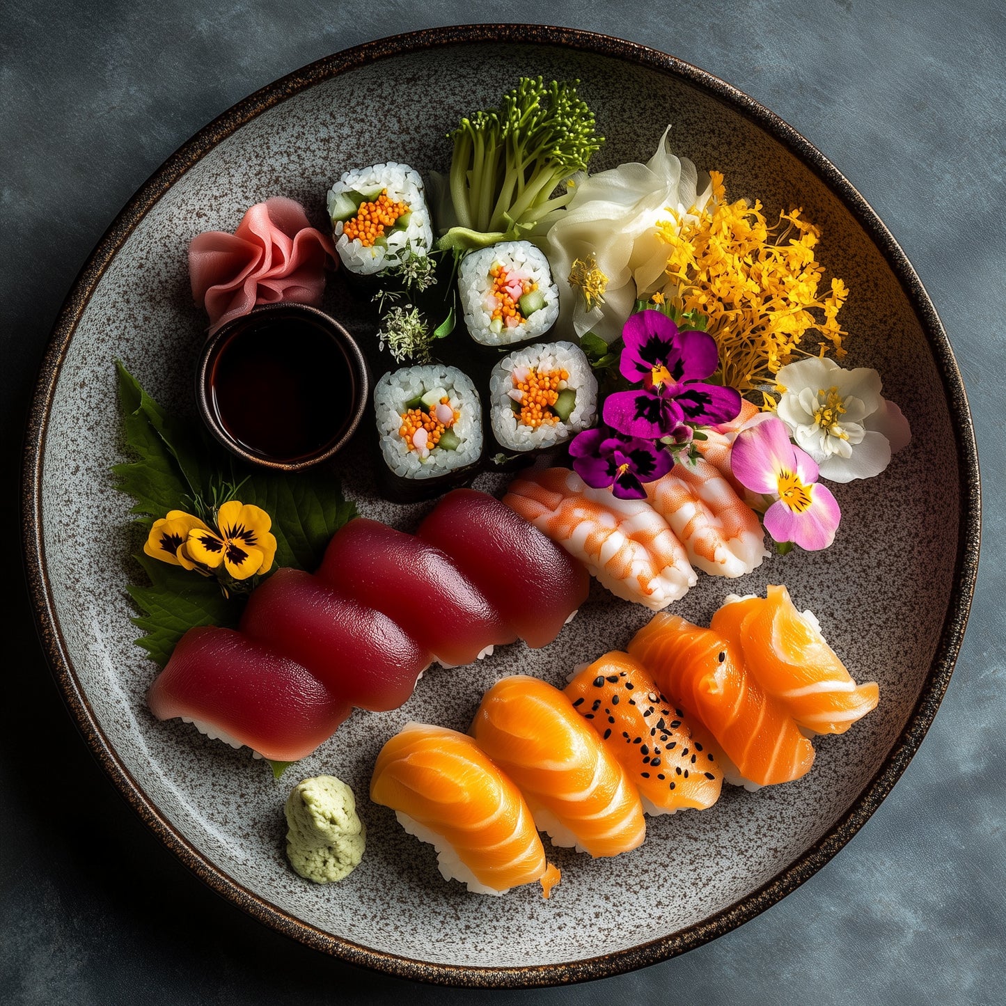 Luxury Sushi Platter with Gourmet Garnishes – AI Food Image (Digital Download)