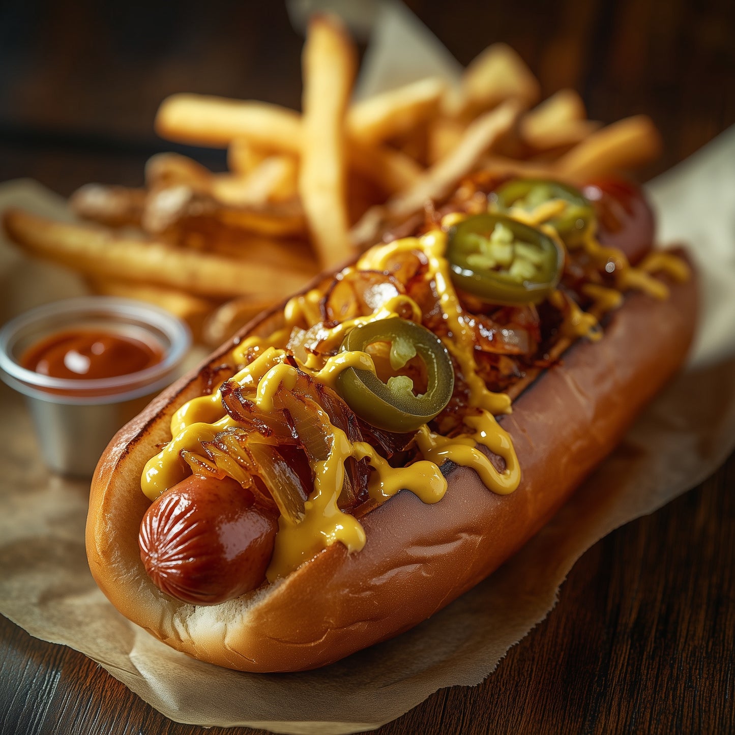 Hot Dog Sandwich with Toppings – AI Food Image (Digital Download)