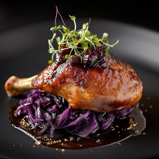 Duck Confit with Cherry Balsamic Glaze – AI Food Image (Digital Download)
