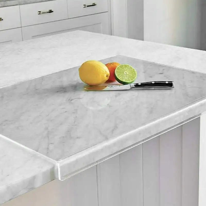 Acrylic Anti-slip Transparent Cutting Board with Lip for Kitchen Counter