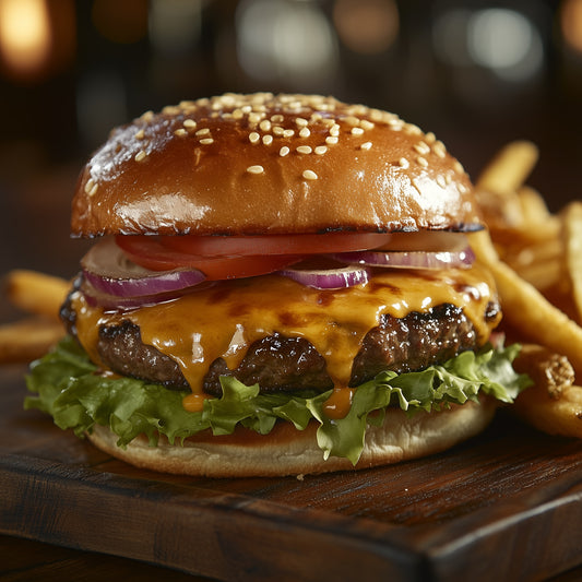 Gourmet Cheeseburger – AI Food Image (Digital Download)